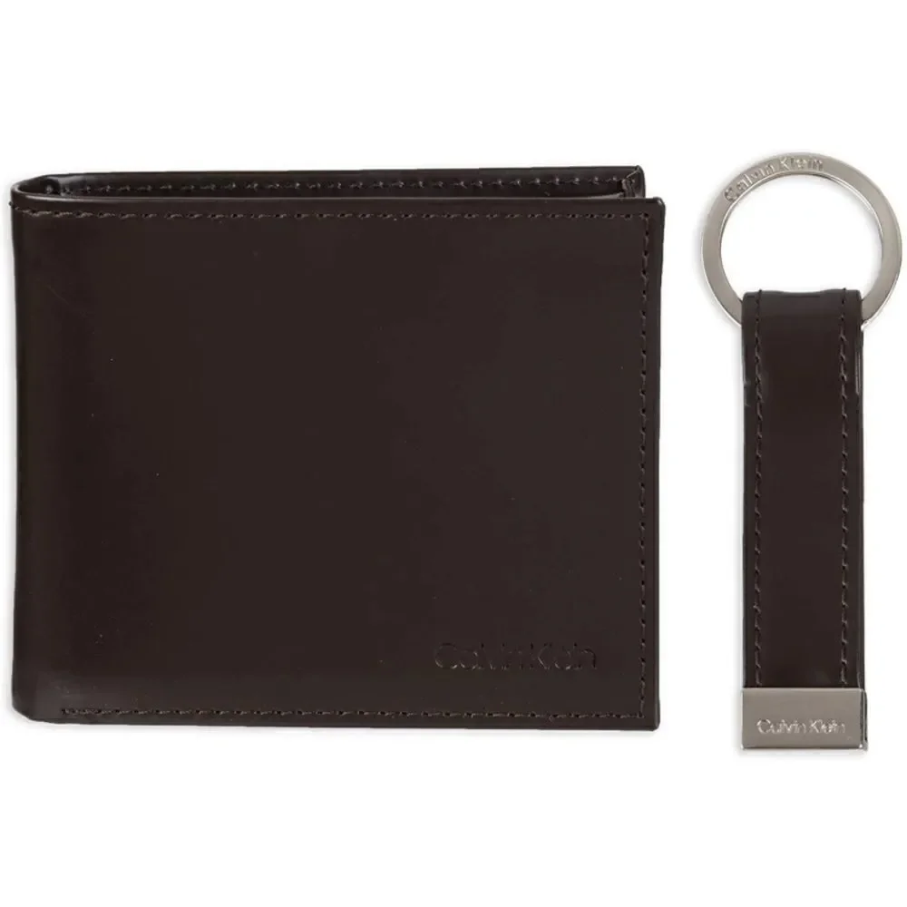 Calvin Klein Brown Slimfold Wallet with Key Fob